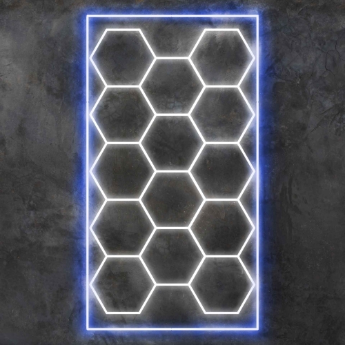 IYG LED Beleuchtungsset "Hexagon" mit Rahmen in verschiedenen Farben Garagen-/Werkstattbeleuchtung Decke Wand
